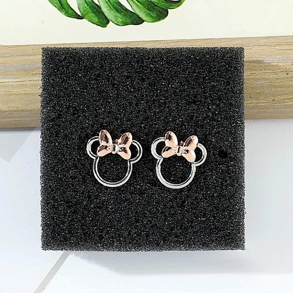 Sterling Silver Mickey Minnie Necklace Earrings Matching Set - Picture 2 of 5